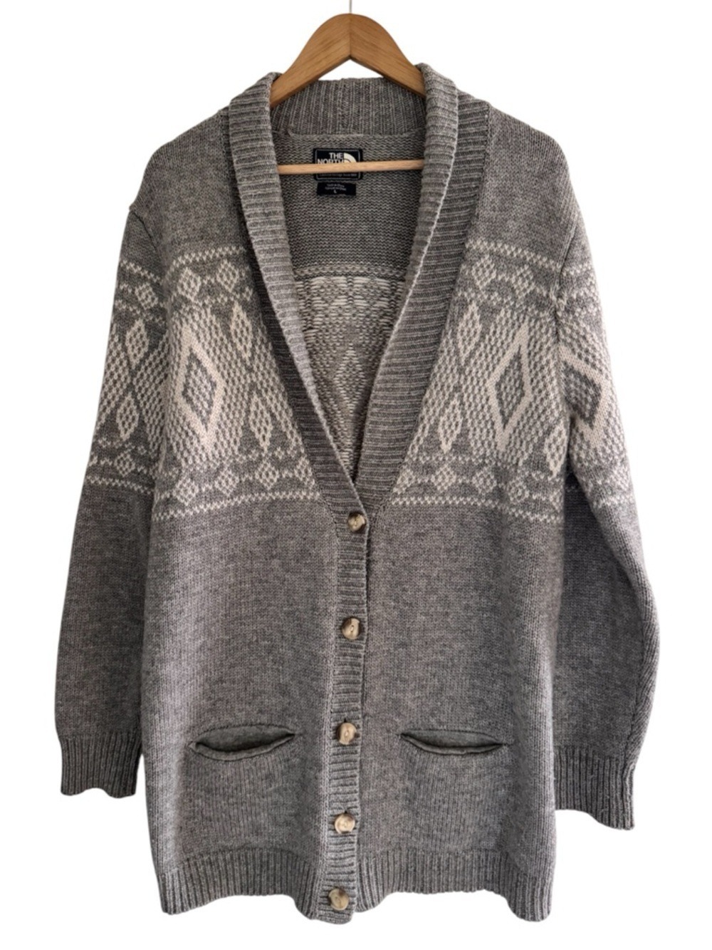 The north face wool blend cardigan gray shawl knit large
